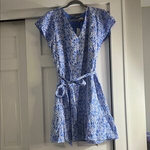 LOFT Blue and White Floral Dress. 16